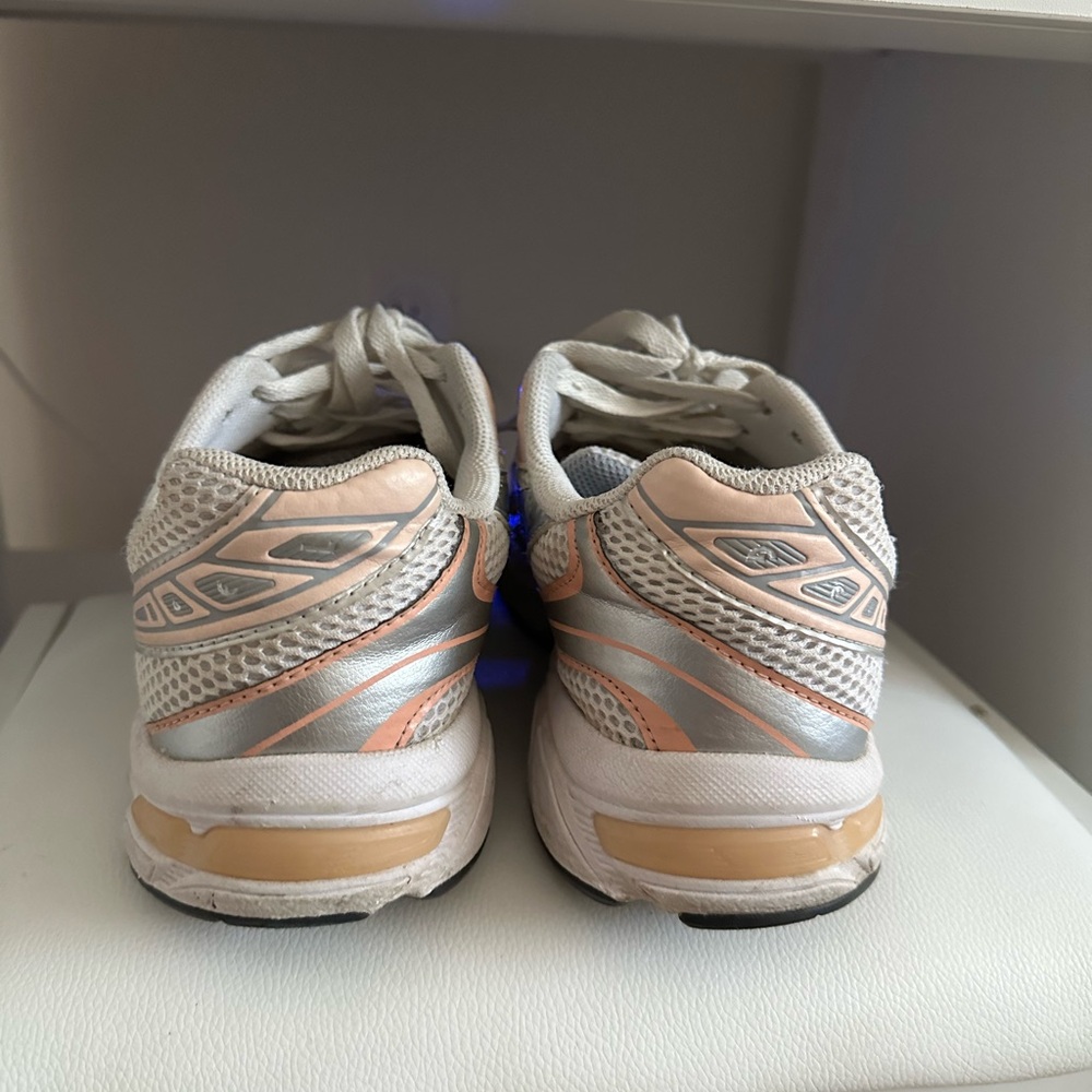 Asics Women's Athletic Shoes in White, Silver, and Peach